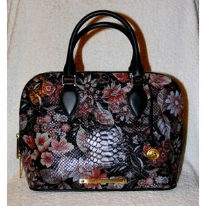 Brahmin Vivian Black Bohemia Vineyard Leather Satchel and matching Wallet